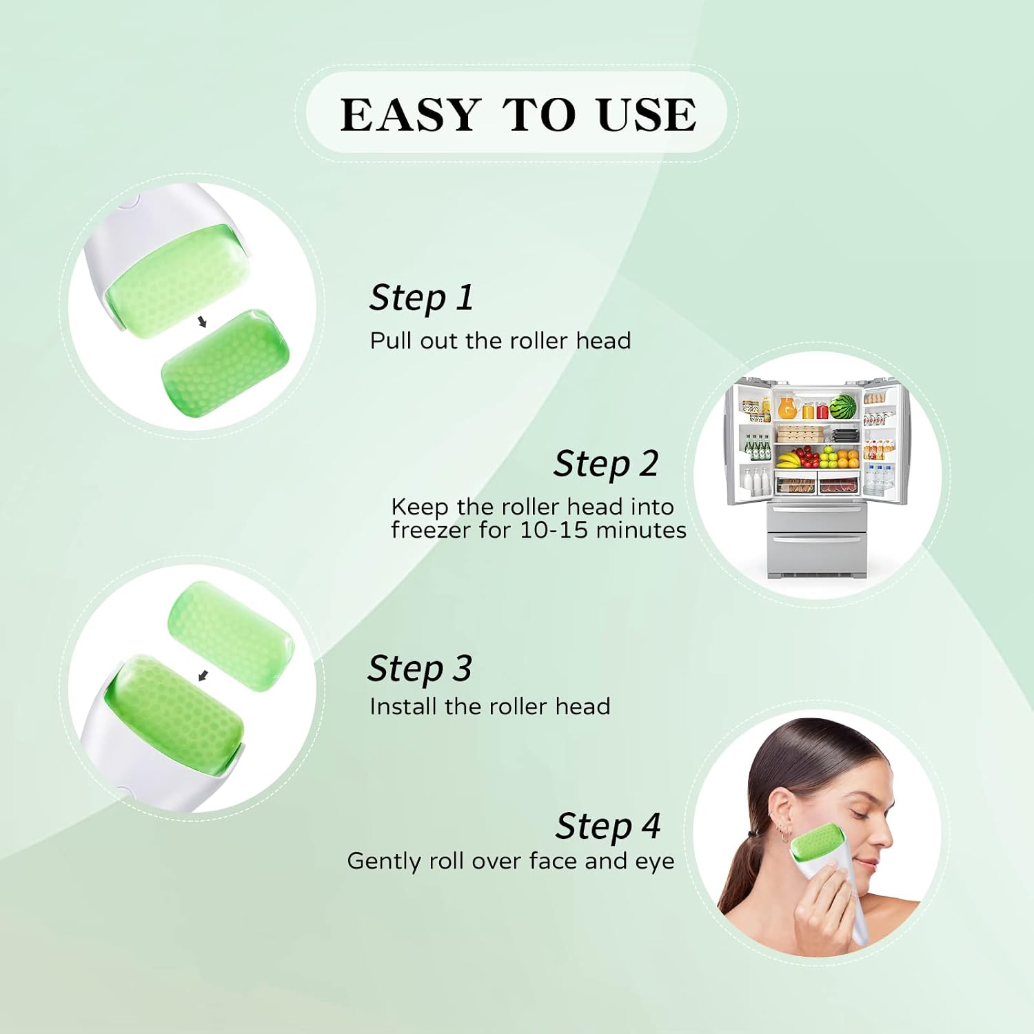 Reusable Ice Roller for Face and Eyes, Cooling Facial Massage Tool for Skincare