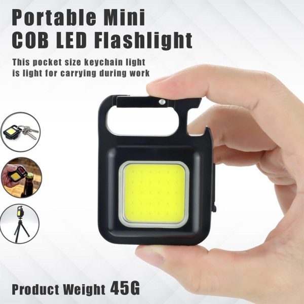 COB LED Rechargeable Keychain Flashlight 800 Lumens