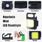 COB LED Rechargeable Keychain Flashlight 800 Lumens