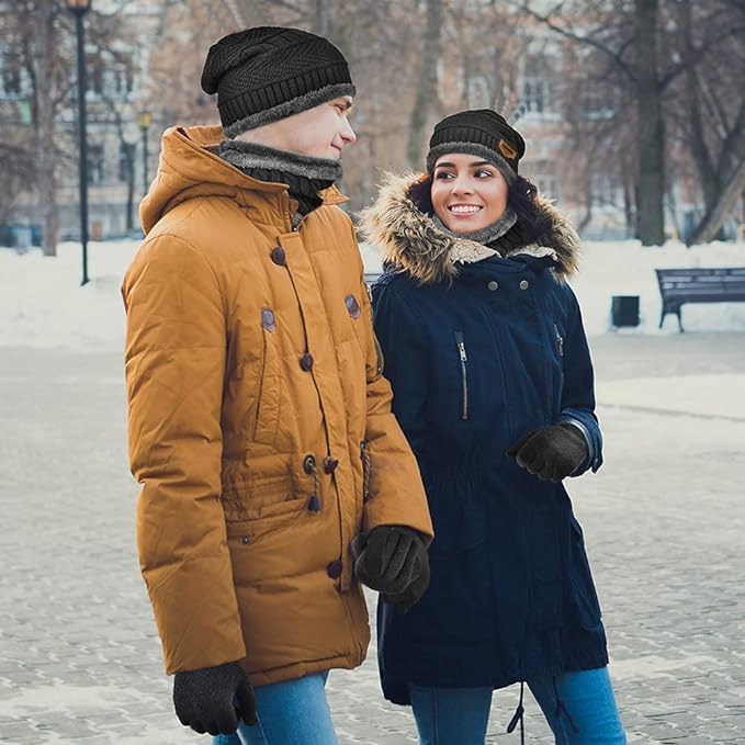 Winter Beanie Hat and Neck Warmer Set for Men & Women