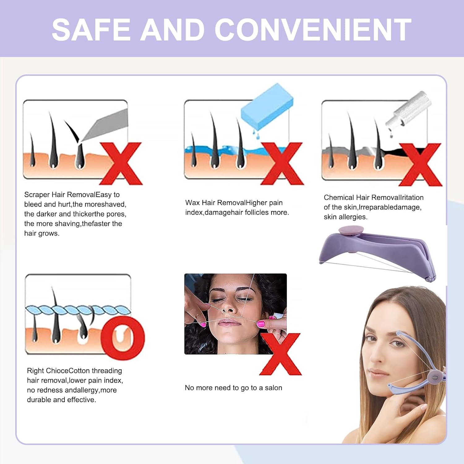 Manual Facial Threading Hair Removal Tool for Women