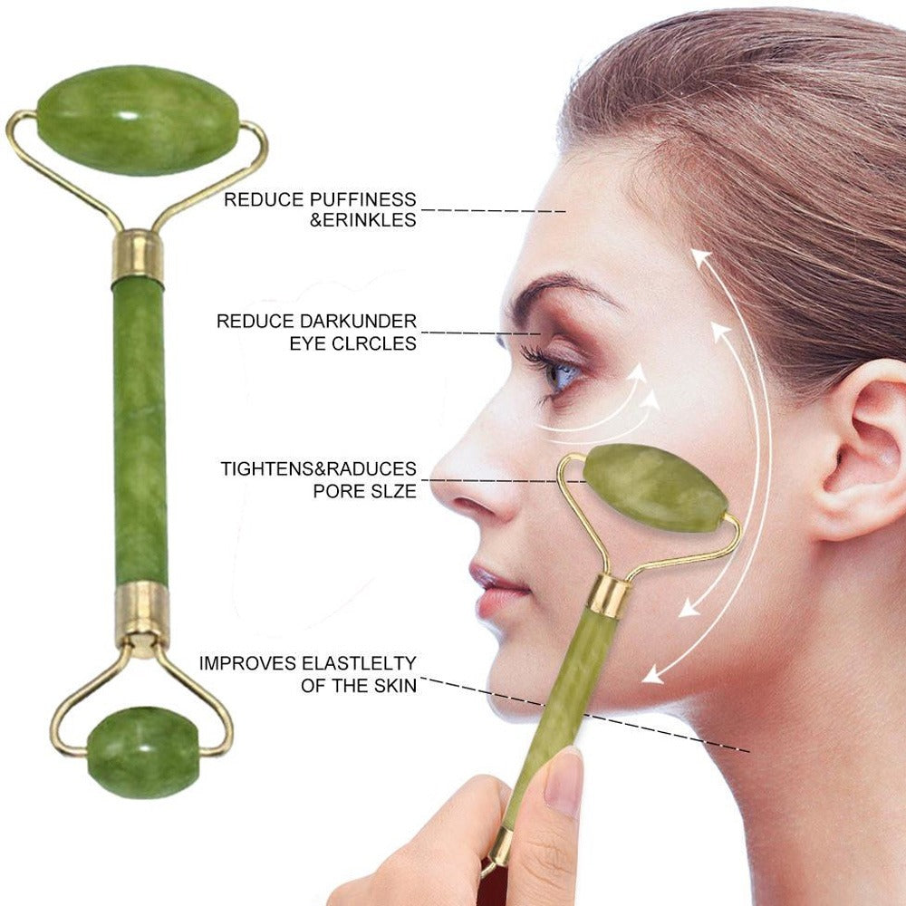Jade Face Roller and Gua Sha Stone Set