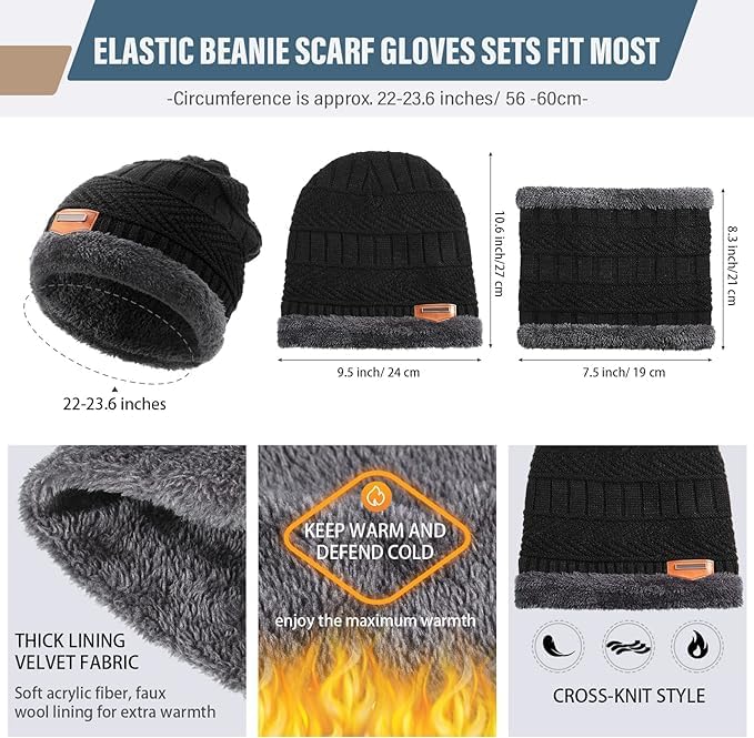 Winter Beanie Hat and Neck Warmer Set for Men & Women