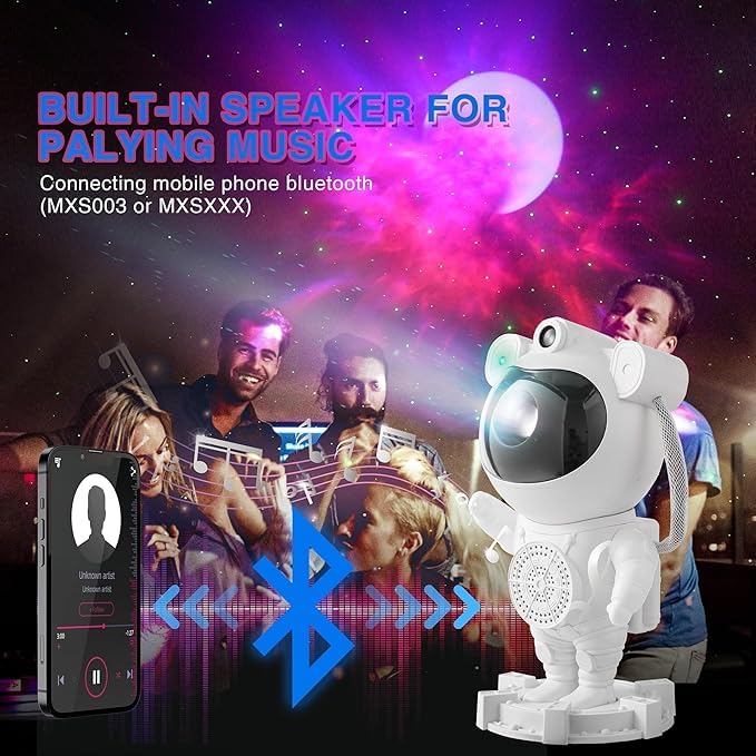 Astronaut Galaxy Star Projector Night Light with Bluetooth Speaker