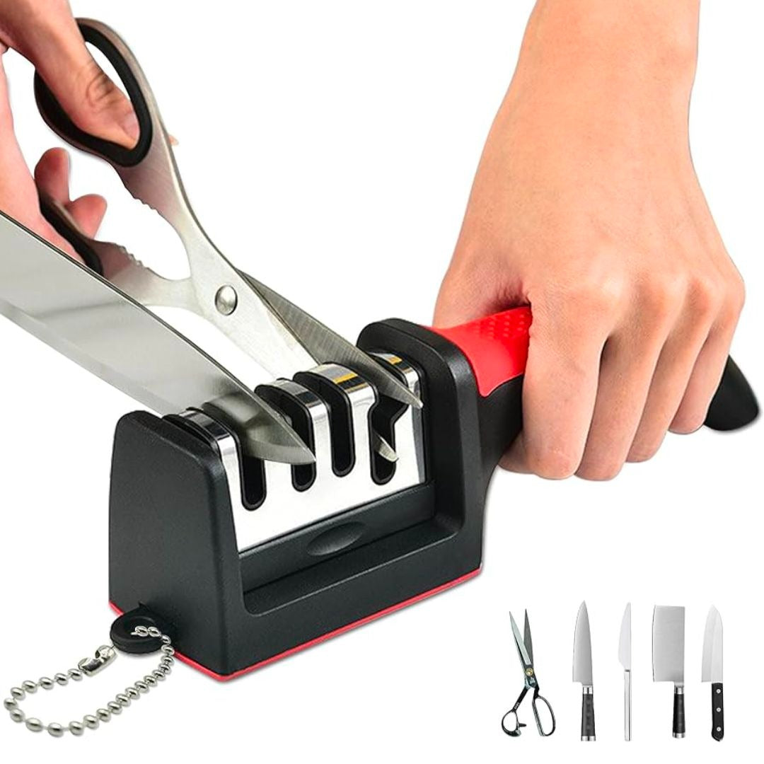 Professional Knife and Scissors Sharpener with Non-Slip Base