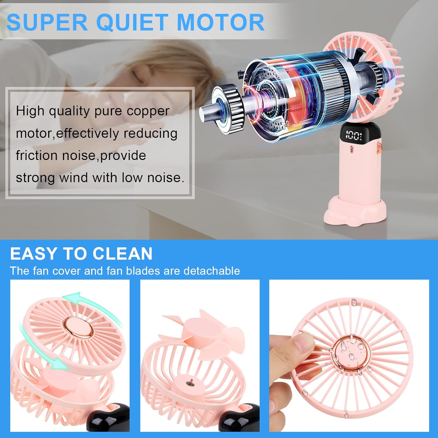 Portable Handheld Fan with 4000mAh Rechargeable Battery