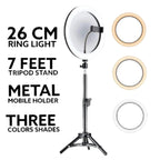 26cm LED Selfie Ring Light with Adjustable Tripod Stand
