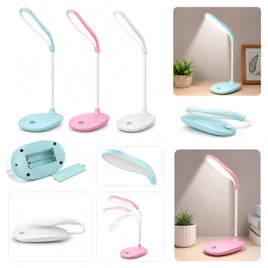 Portable 360° Adjustable LED Desk Lamp with 3 Brightness Levels