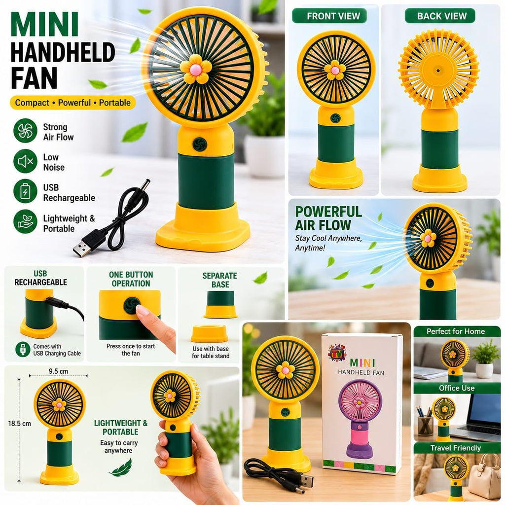 Portable Rechargeable Mini Table Fan for Home & Office