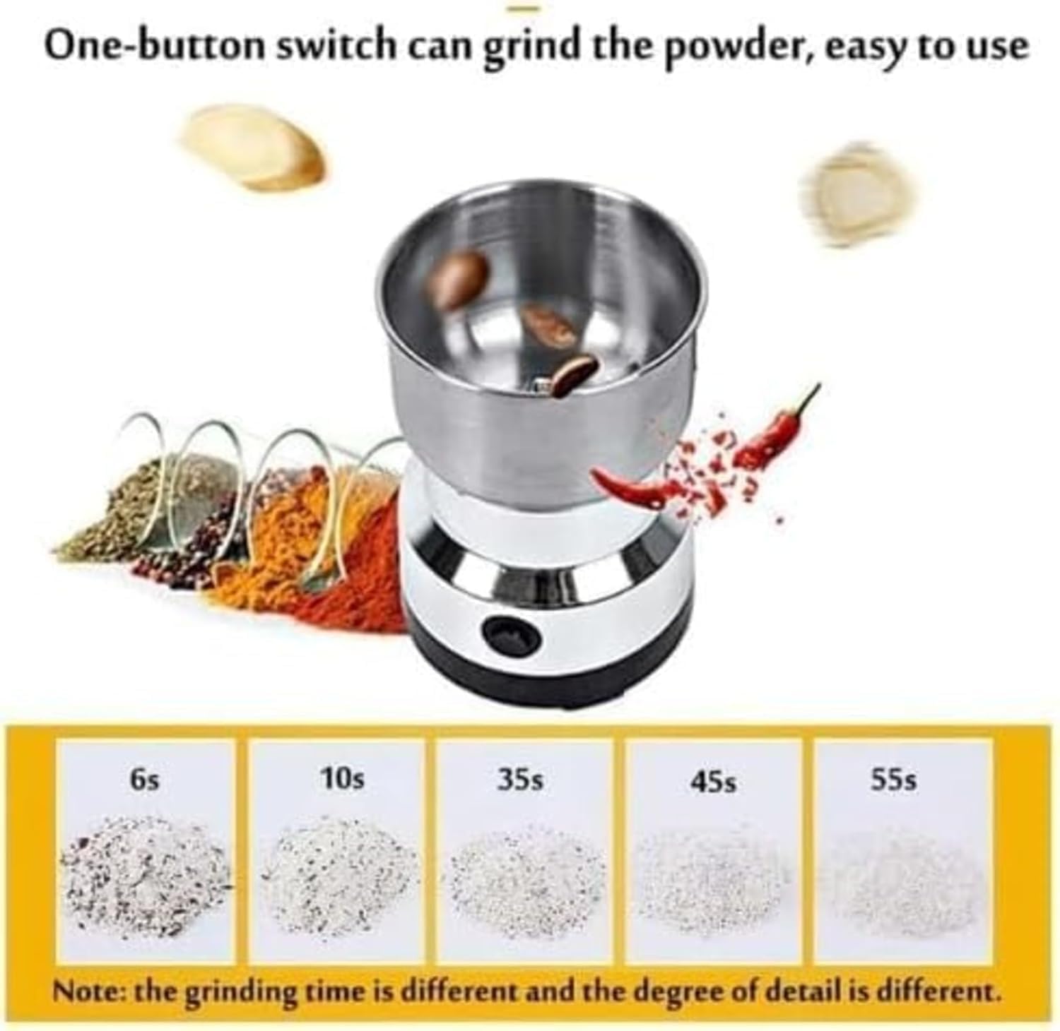 Electric Coffee and Spice Grinder with 4 Stainless Steel Blades