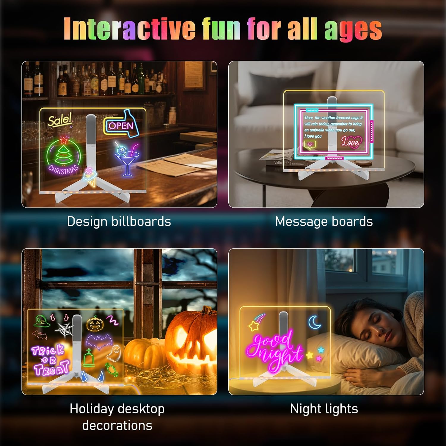 LED Acrylic Note Board with Color Lighting