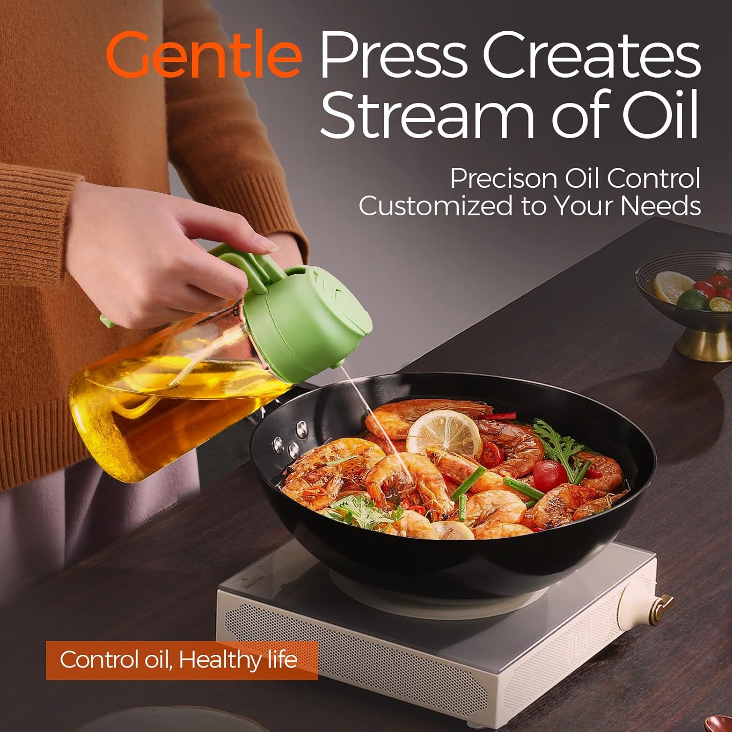 2-in-1 Oil Dispenser & Sprayer Bottle for Kitchen