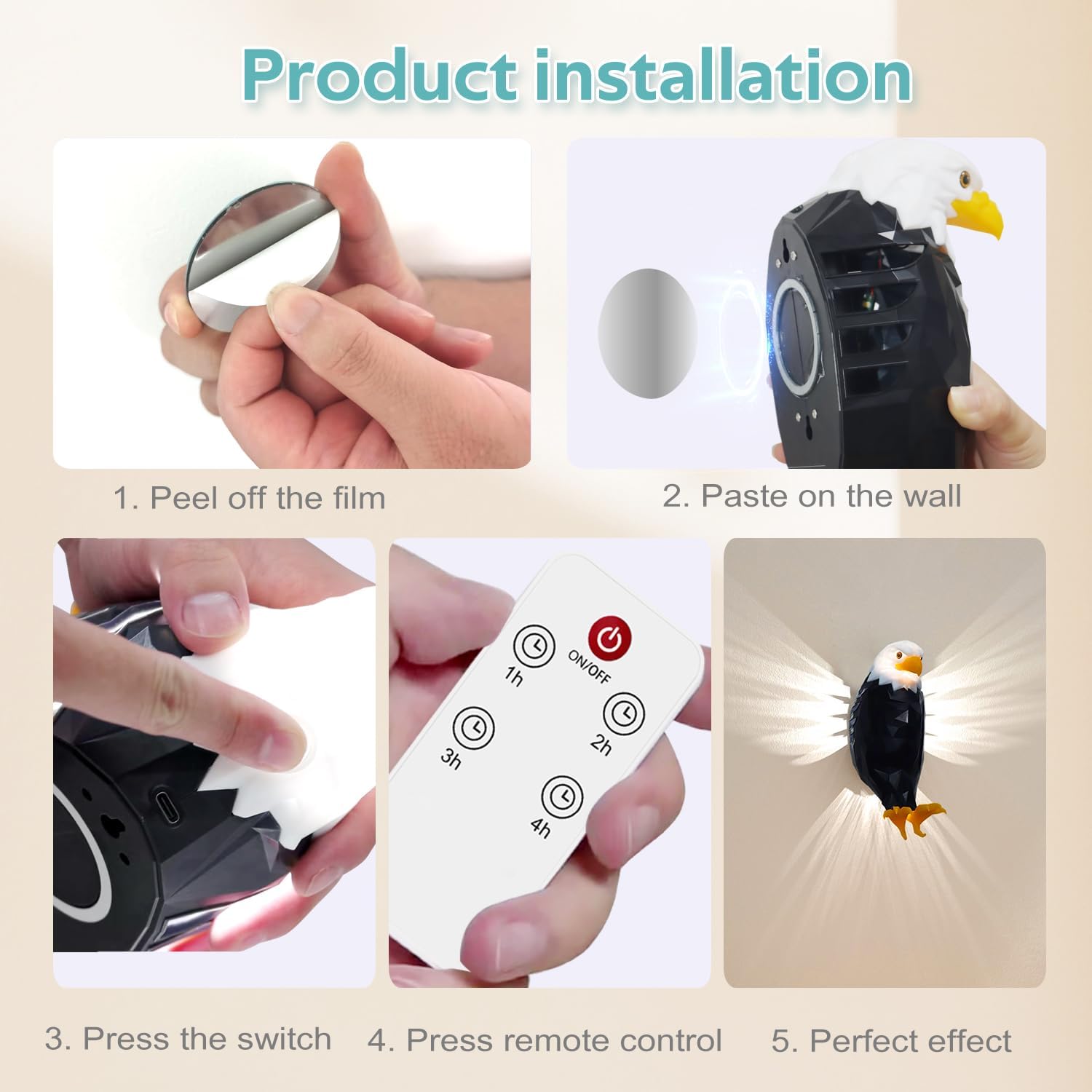 Eagle Shaped LED Wall Light with Remote Control