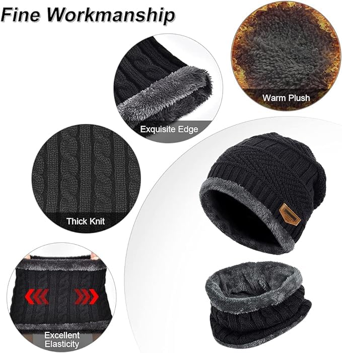 Winter Beanie Hat and Neck Warmer Set for Men & Women