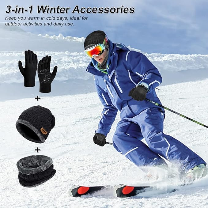 Winter Beanie Hat and Neck Warmer Set for Men & Women