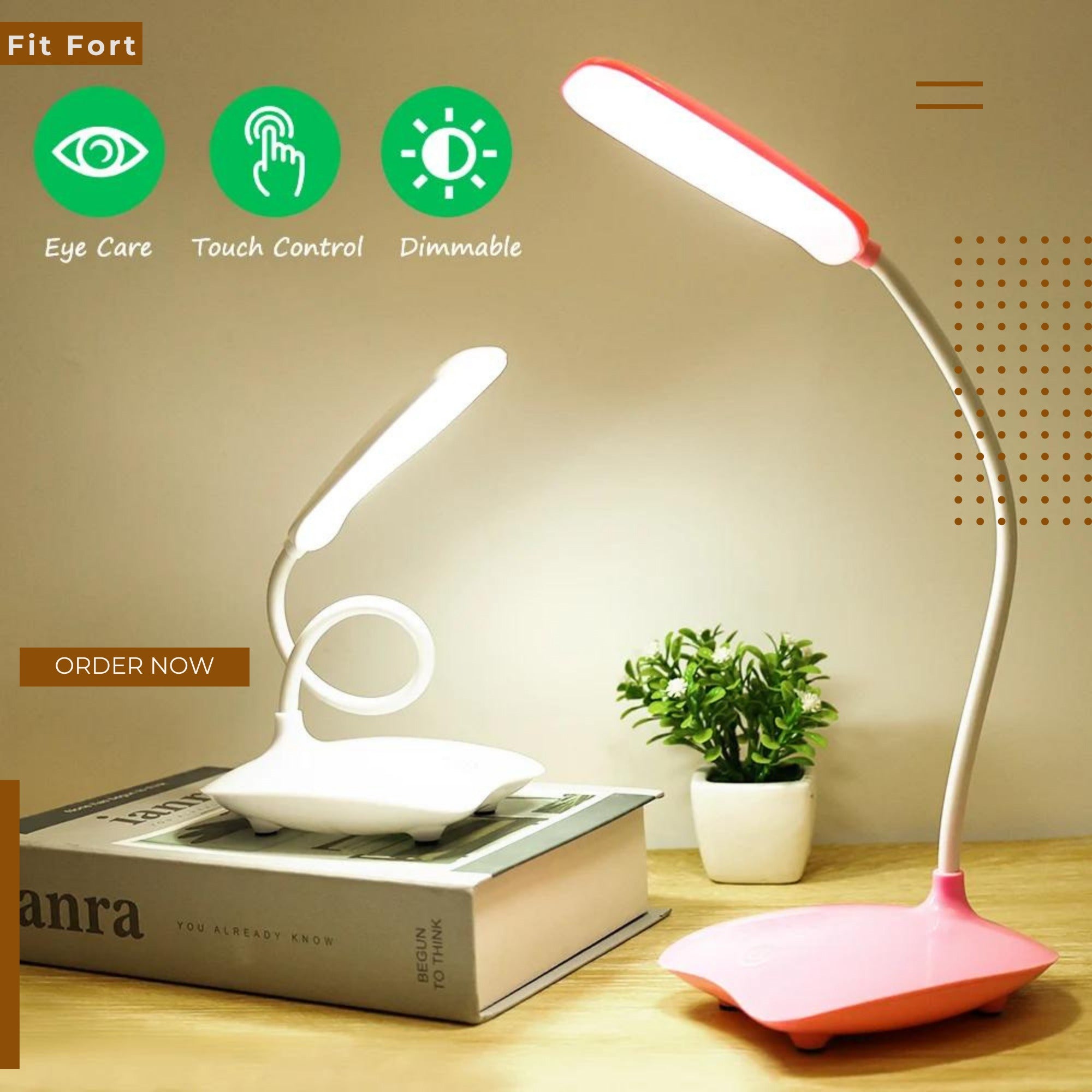 Portable 360° Adjustable LED Desk Lamp with 3 Brightness Levels