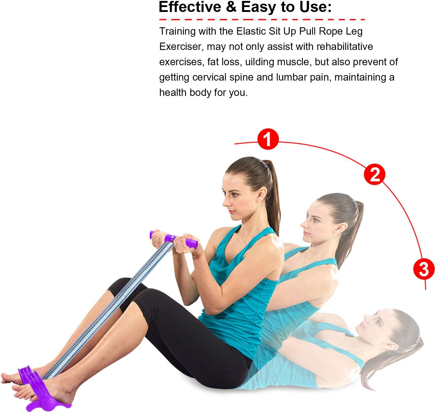 Elastic Sit-Up Pull Rope with Dual Spring Tension