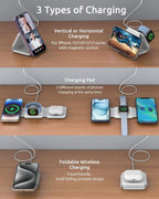3-in-1 Wireless Charging Station with Magnetic Stand