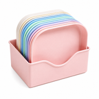 Square Plastic Dinner Plate Set with Storage Stand
