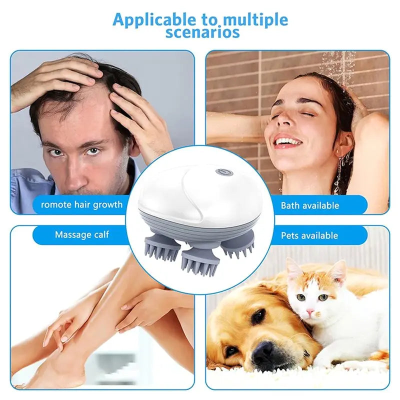 Electric Scalp Massager with Kneading & Vibration