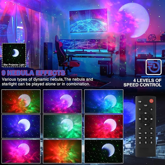 Astronaut Galaxy Star Projector Night Light with Bluetooth Speaker