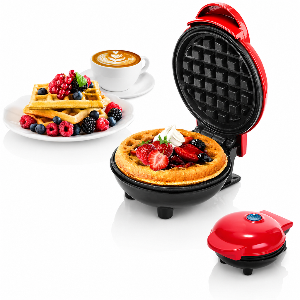 Mini Waffle Maker with Non-Stick Cooking Plates