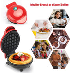 Mini Waffle Maker with Non-Stick Cooking Plates