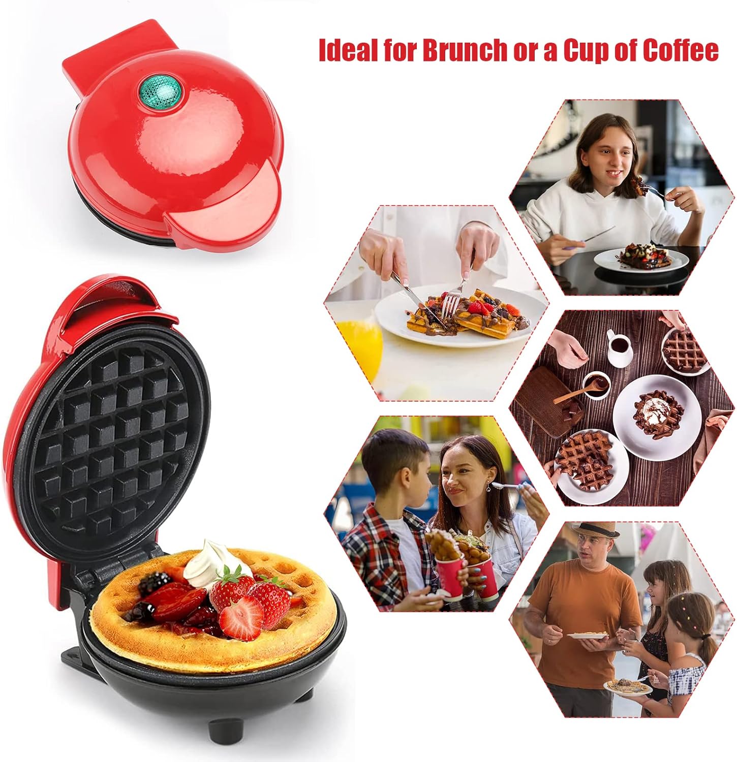 Mini Waffle Maker with Non-Stick Cooking Plates