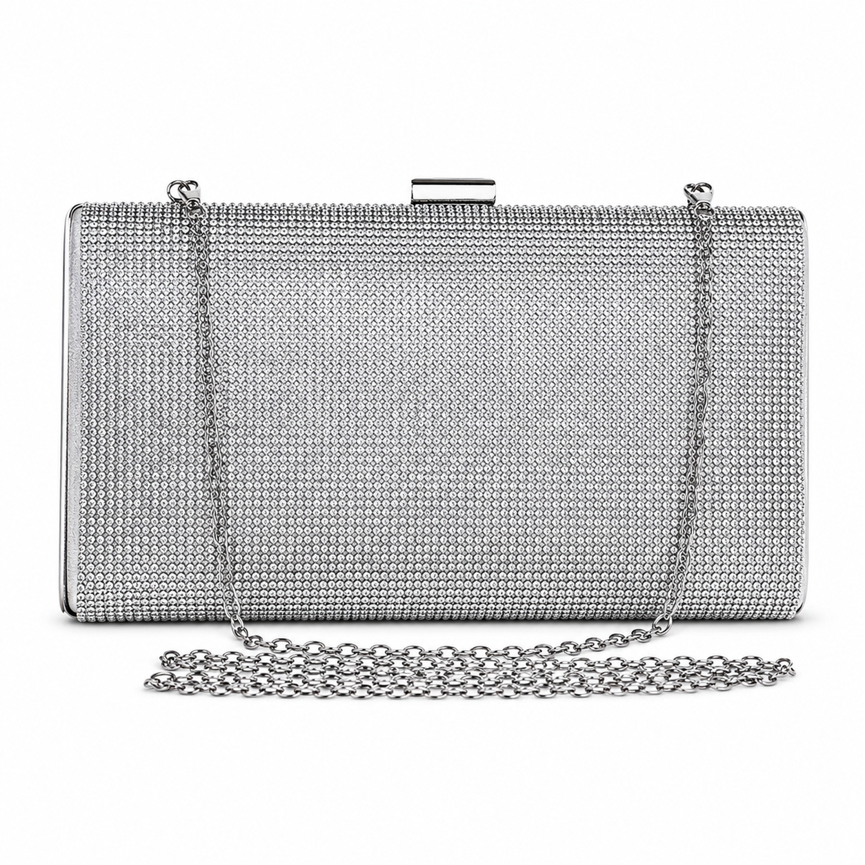 Silver Rhinestone Clutch Bag for Women | Elegant Evening Party Handbag