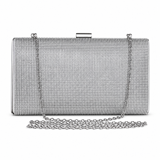 Silver Rhinestone Clutch Bag for Women | Elegant Evening Party Handbag