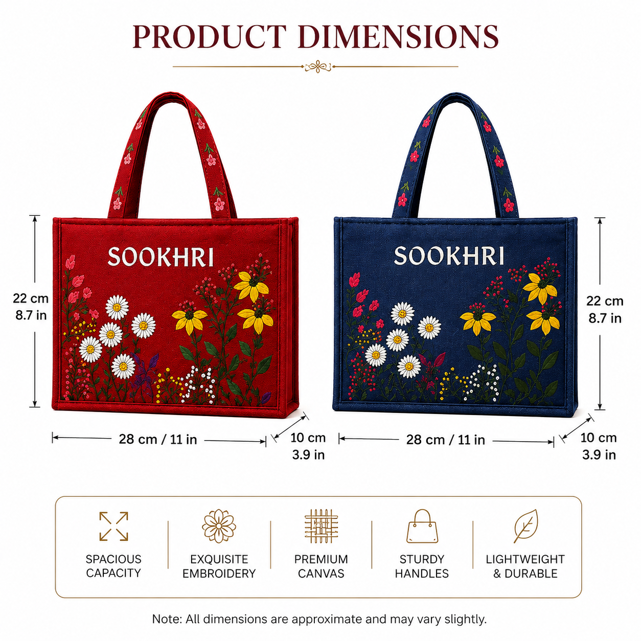 Bloom Carry Tote Bags | Floral Embroidery