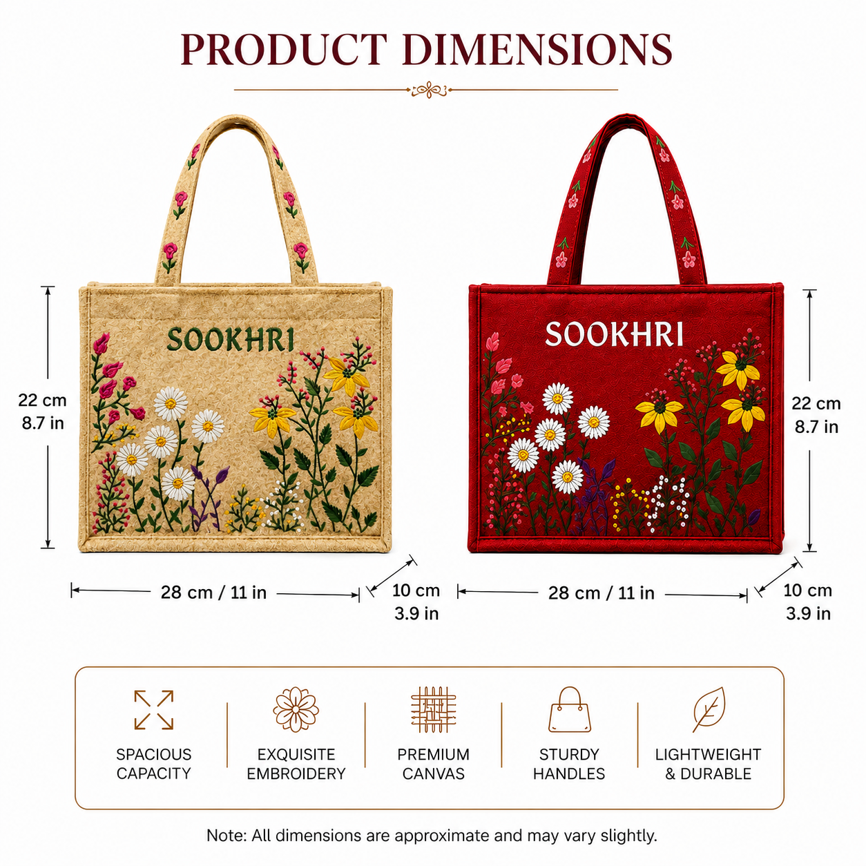 Bloom Carry Tote Bags | Floral Embroidery