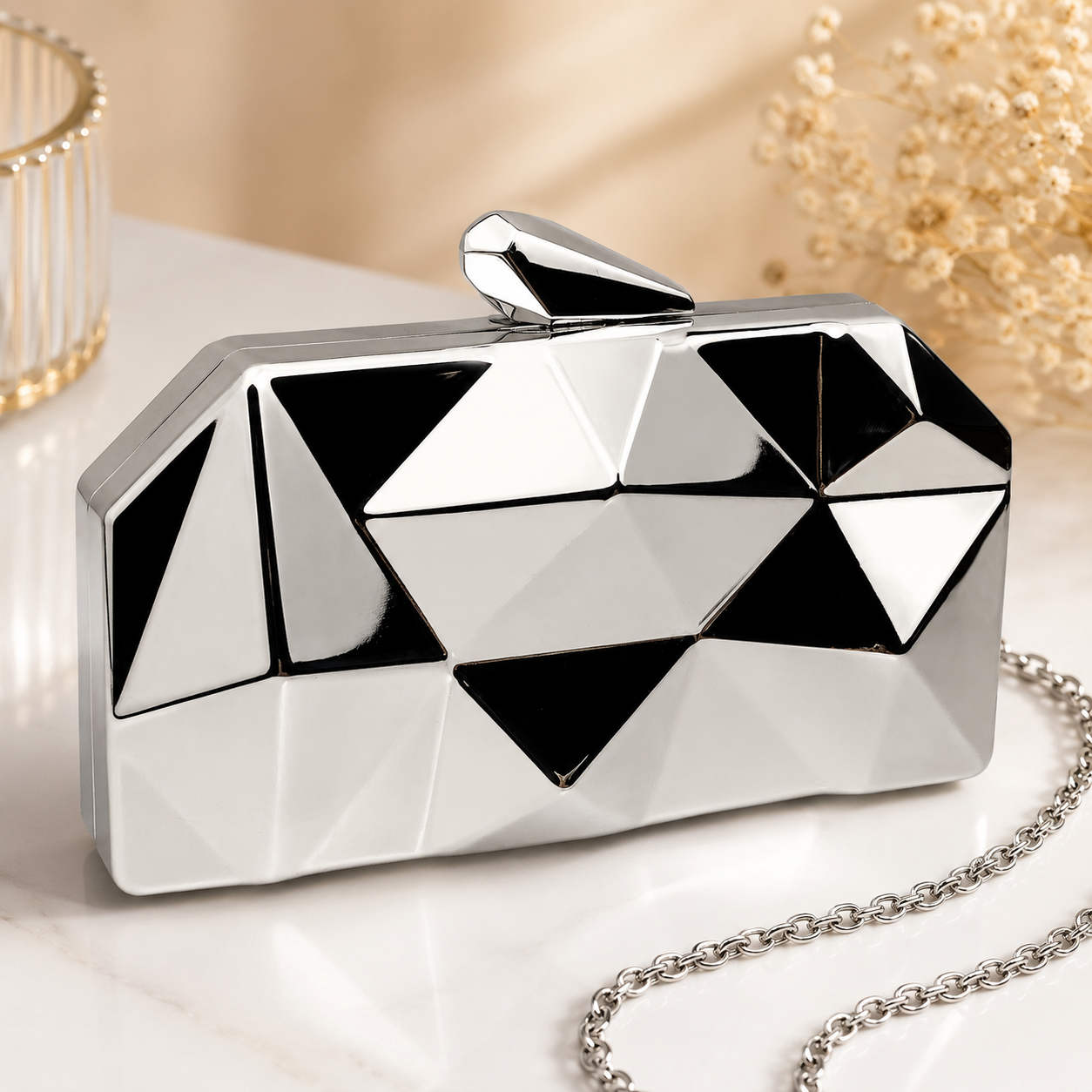 Metallic Crossbody Bag for Women with Adjustable Strap – Stylish Shoulder Handbag