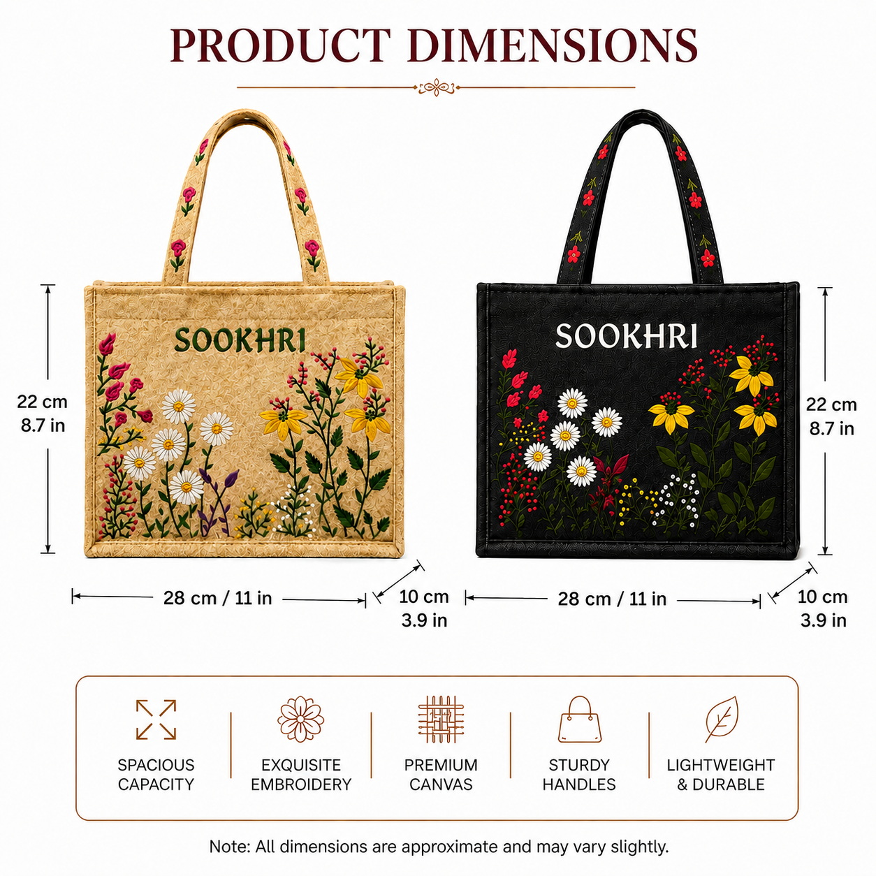Bloom Carry Tote Bags | Floral Embroidery