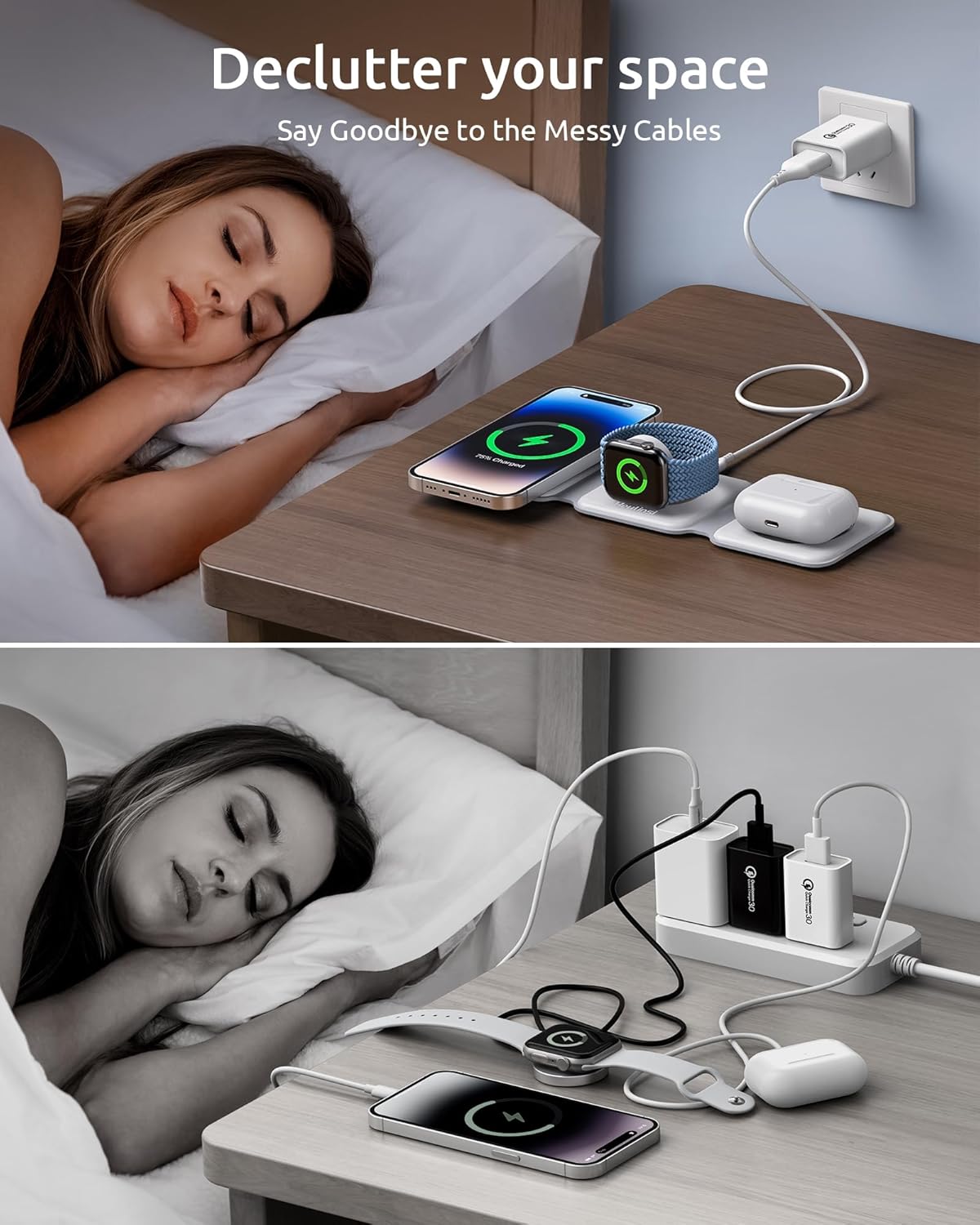 3-in-1 Wireless Charging Station with Magnetic Stand