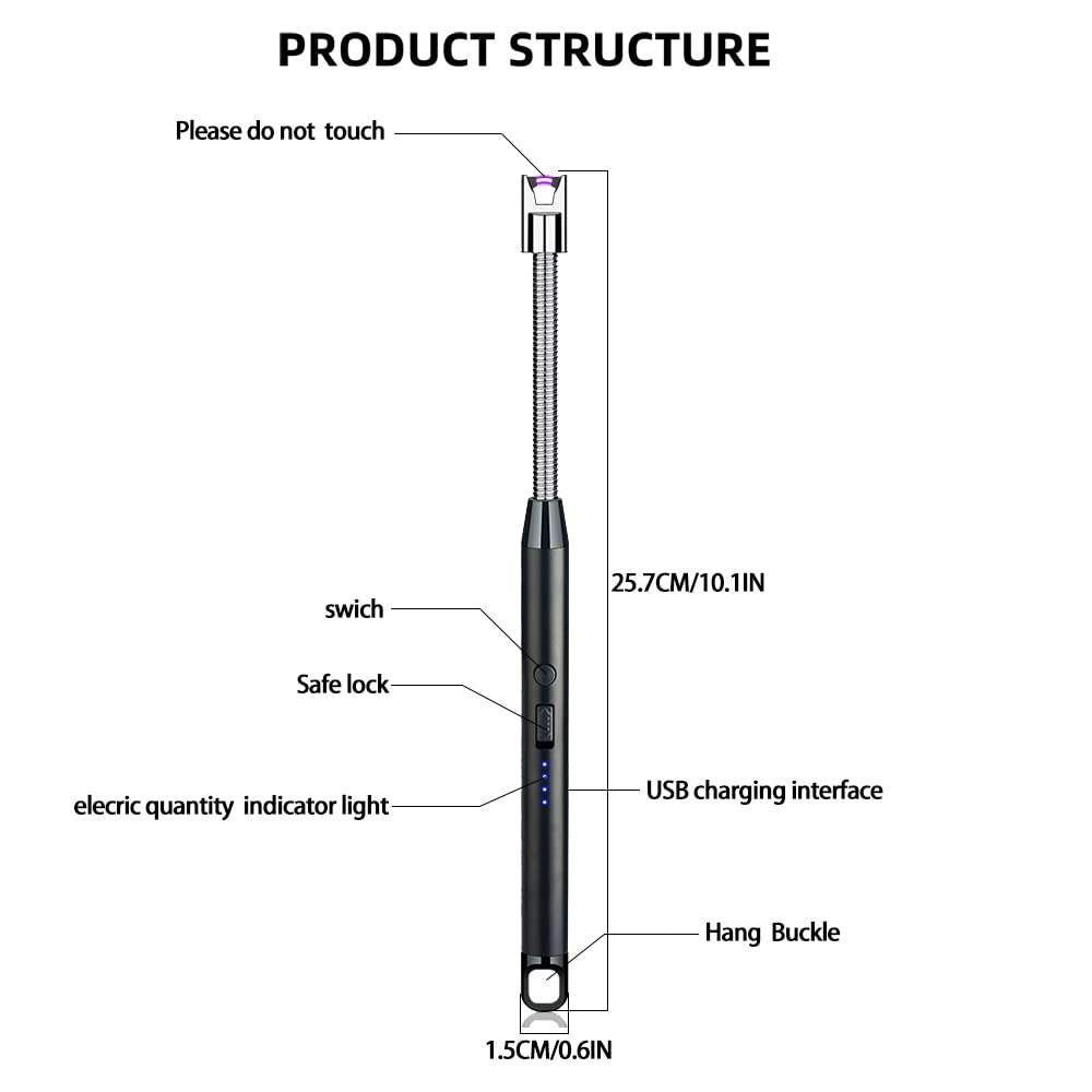 USB Rechargeable Electric Arc Lighter with Long Neck