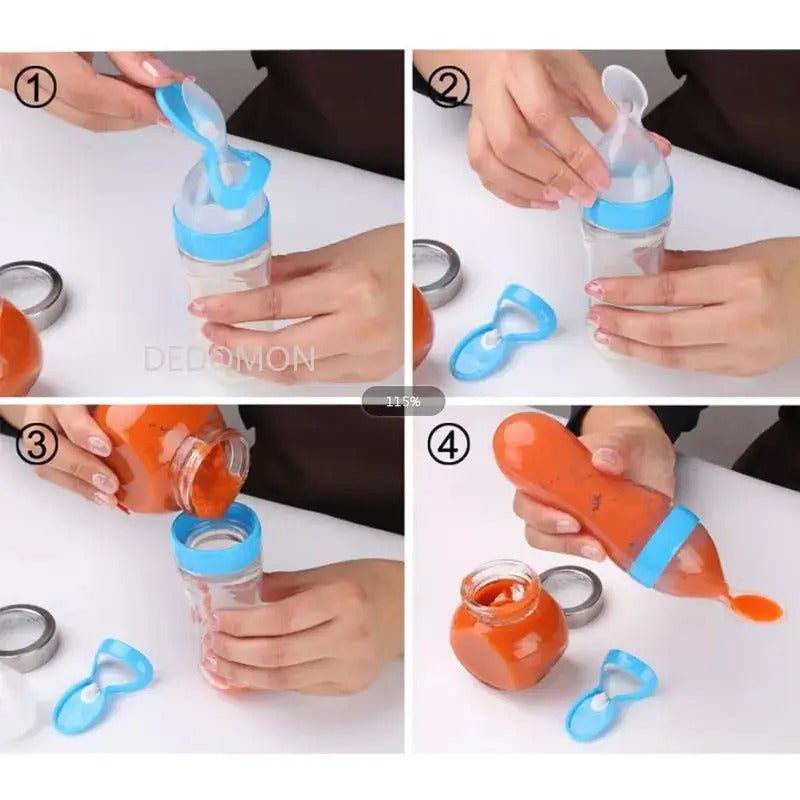 Silicone Baby Spoon Feeder Bottle