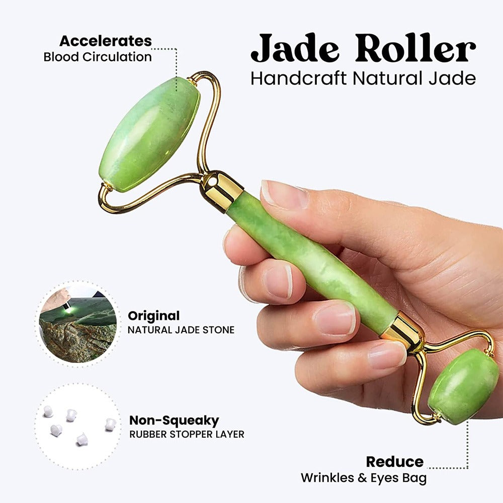 Jade Face Roller and Gua Sha Stone Set