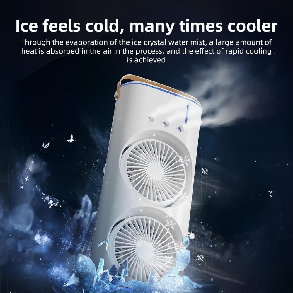 Portable Air Cooler Mini Fan with 3 Mist Spray Modes