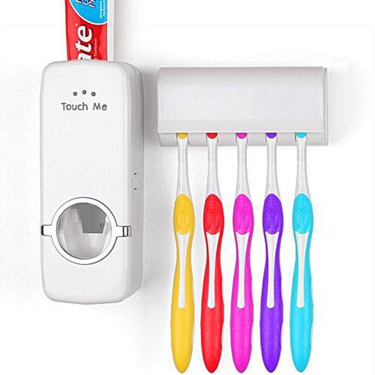 Wall Mounted Toothpaste Dispenser and Toothbrush Holder