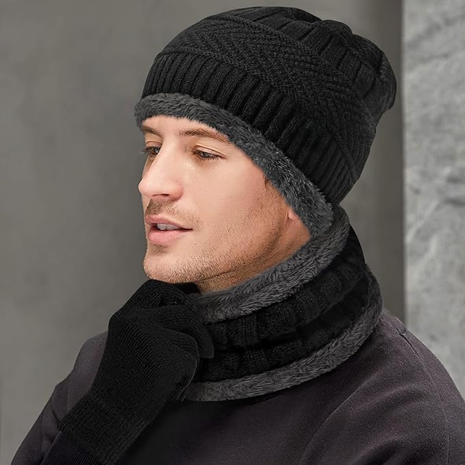 Winter Beanie Hat and Neck Warmer Set for Men & Women