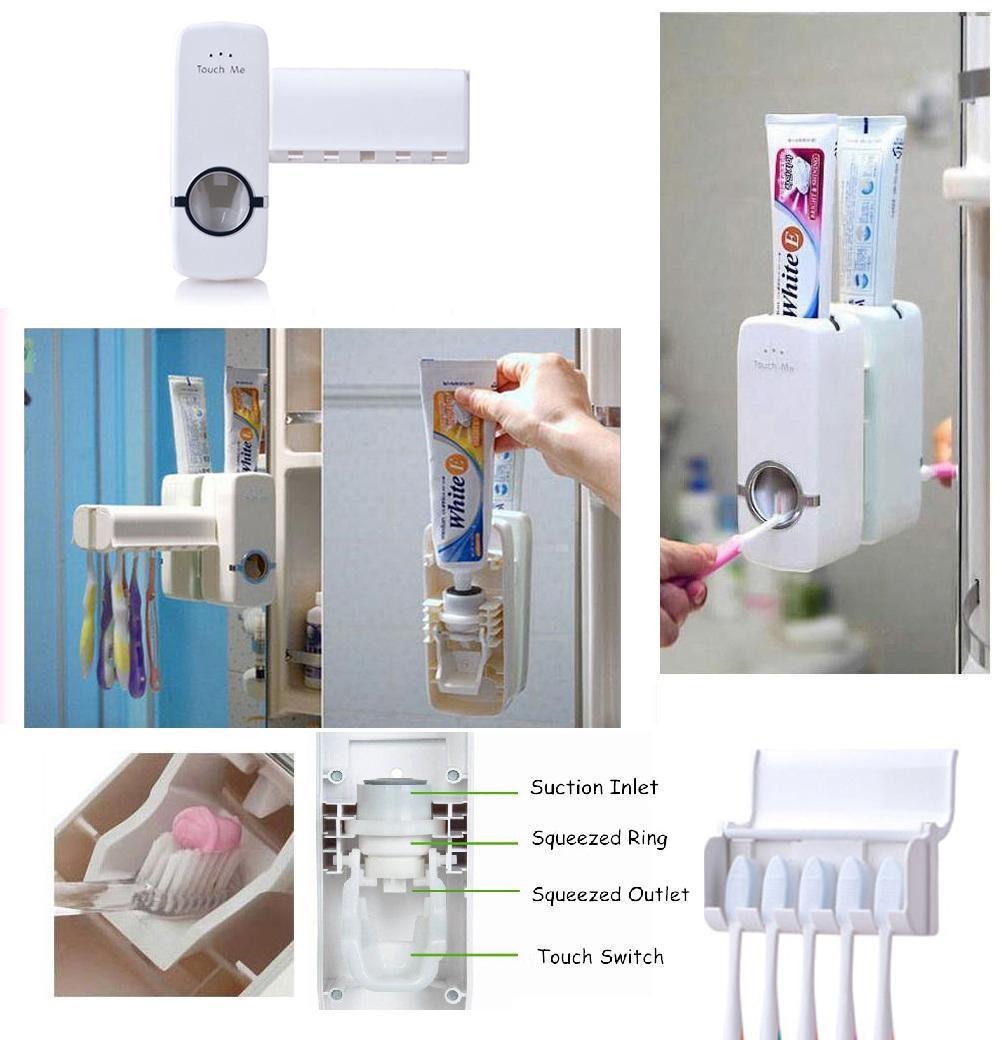 Wall Mounted Toothpaste Dispenser and Toothbrush Holder