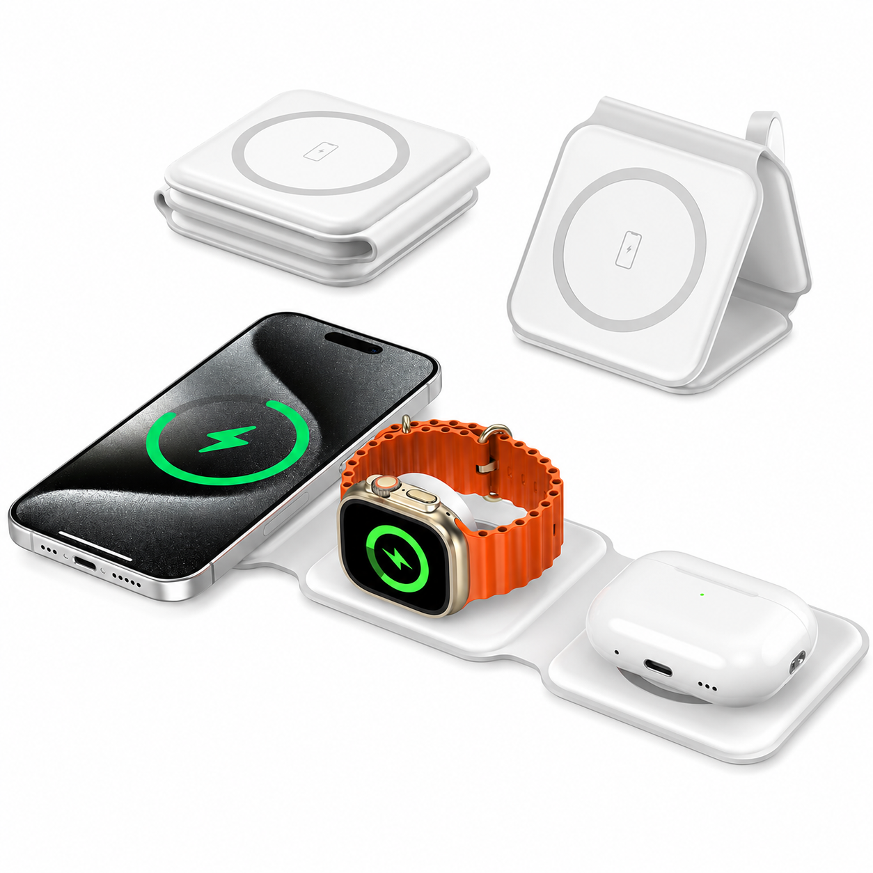 3-in-1 Wireless Charging Station with Magnetic Stand