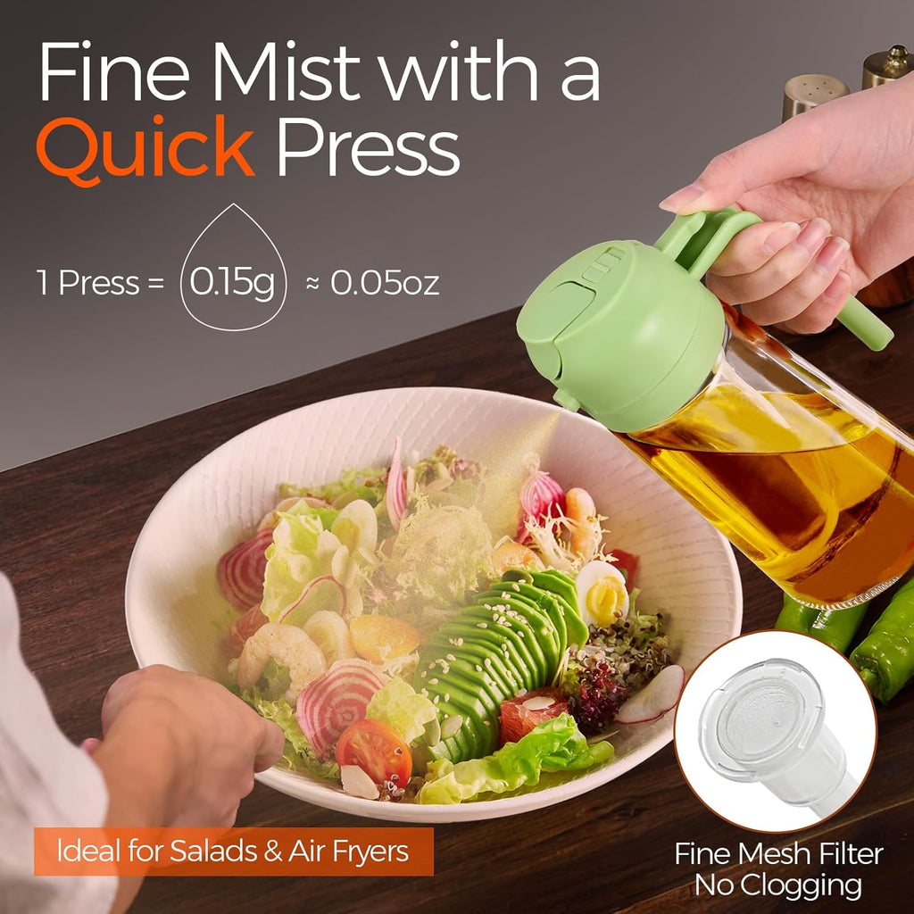 2-in-1 Oil Dispenser & Sprayer Bottle for Kitchen