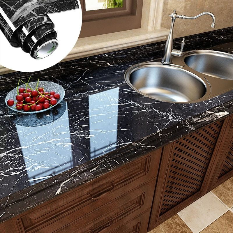 Self Adhesive Black Marble Wallpaper Roll