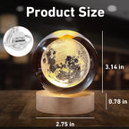 3D Crystal Ball Moon Lamp with Wooden LED Base