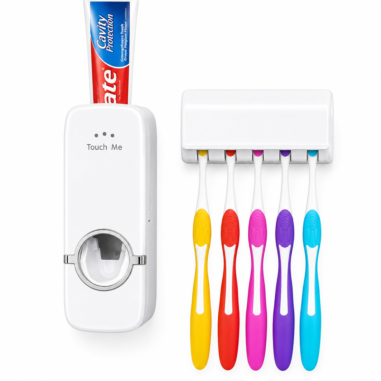 Wall Mounted Toothpaste Dispenser and Toothbrush Holder